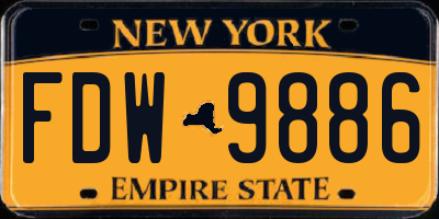 NY license plate FDW9886