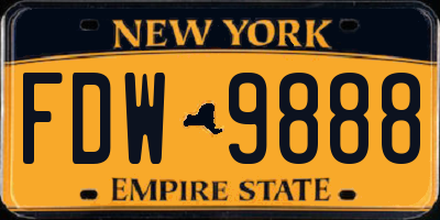 NY license plate FDW9888