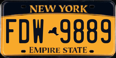 NY license plate FDW9889