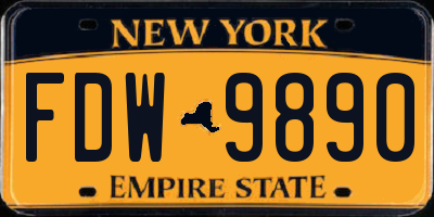 NY license plate FDW9890