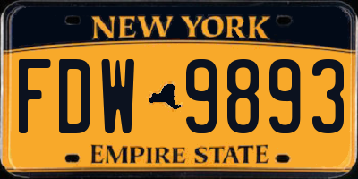NY license plate FDW9893