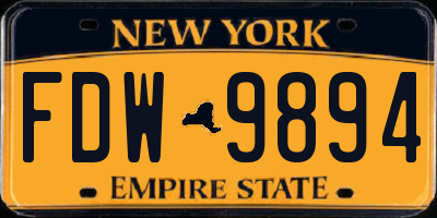 NY license plate FDW9894