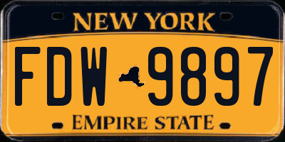 NY license plate FDW9897