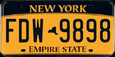 NY license plate FDW9898