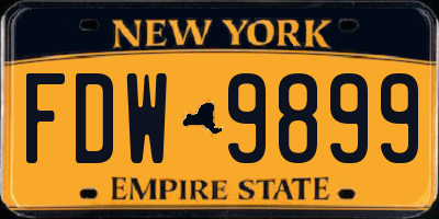 NY license plate FDW9899