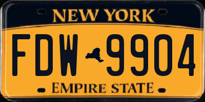 NY license plate FDW9904