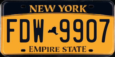NY license plate FDW9907
