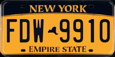 NY license plate FDW9910