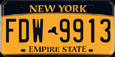 NY license plate FDW9913