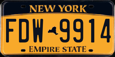 NY license plate FDW9914