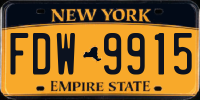NY license plate FDW9915