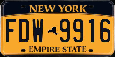 NY license plate FDW9916