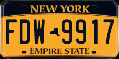 NY license plate FDW9917