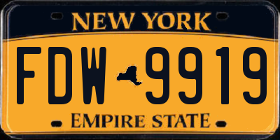 NY license plate FDW9919