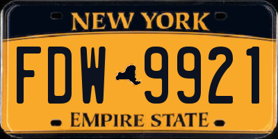 NY license plate FDW9921