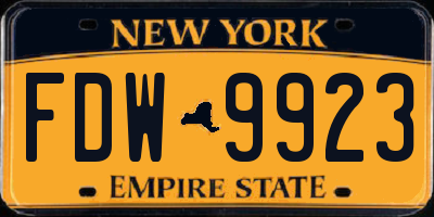 NY license plate FDW9923