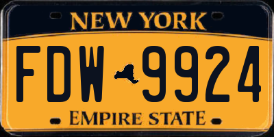 NY license plate FDW9924