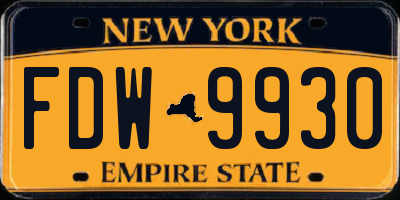 NY license plate FDW9930