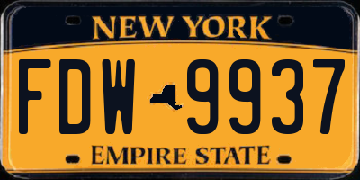 NY license plate FDW9937