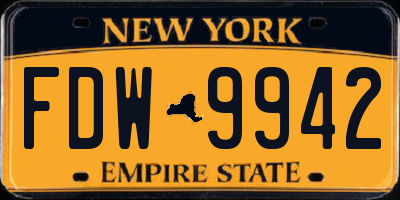 NY license plate FDW9942