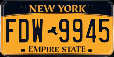 NY license plate FDW9945