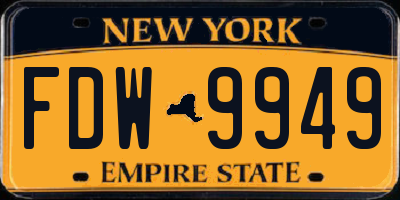 NY license plate FDW9949