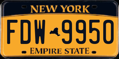 NY license plate FDW9950