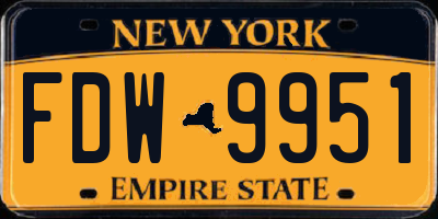 NY license plate FDW9951