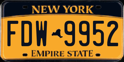 NY license plate FDW9952