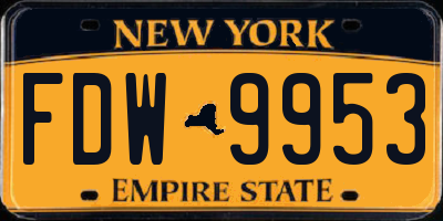NY license plate FDW9953