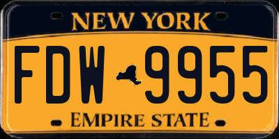 NY license plate FDW9955