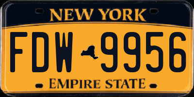 NY license plate FDW9956