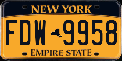 NY license plate FDW9958