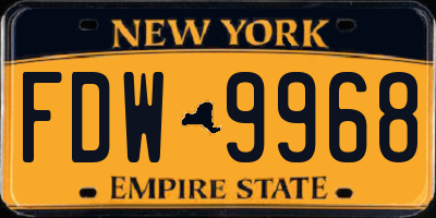 NY license plate FDW9968
