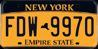 NY license plate FDW9970