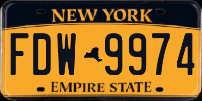 NY license plate FDW9974