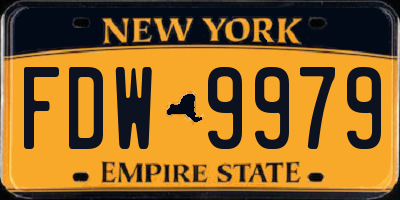 NY license plate FDW9979