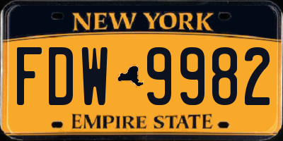 NY license plate FDW9982
