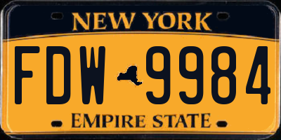 NY license plate FDW9984