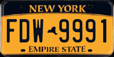 NY license plate FDW9991