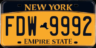 NY license plate FDW9992