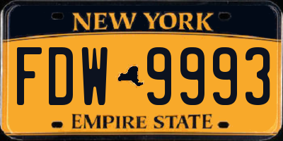 NY license plate FDW9993