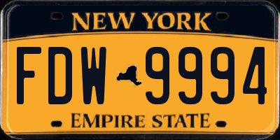 NY license plate FDW9994