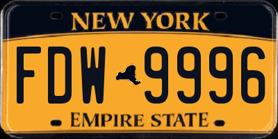 NY license plate FDW9996