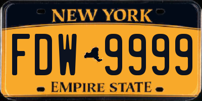 NY license plate FDW9999