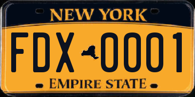 NY license plate FDX0001