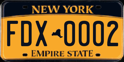NY license plate FDX0002