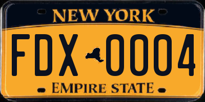 NY license plate FDX0004
