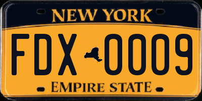 NY license plate FDX0009