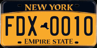 NY license plate FDX0010